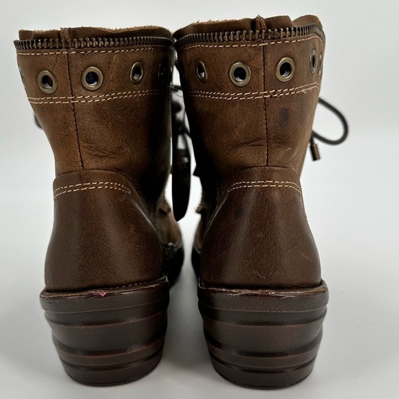 Bionica NWT Rangley Brown Leather Lace Up Bright Interior Detailed Boots Size 8M - Picture 6 of 16